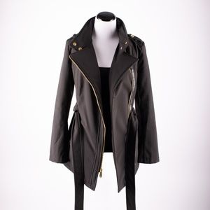 Michael Kors Asymmetrical Black Trench Coat
